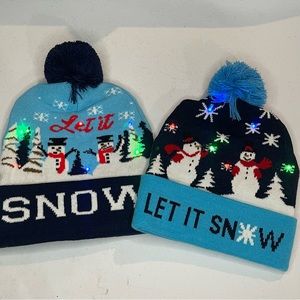 2 Let It Snow LED Light Up beanie hats